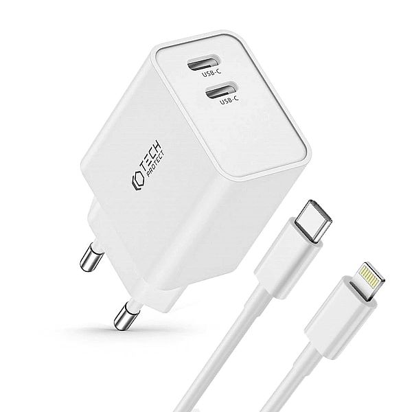 Ładowarka Tech-Protect C35W sieciowa 2x USB-C PD 35W z kablem USB-C /