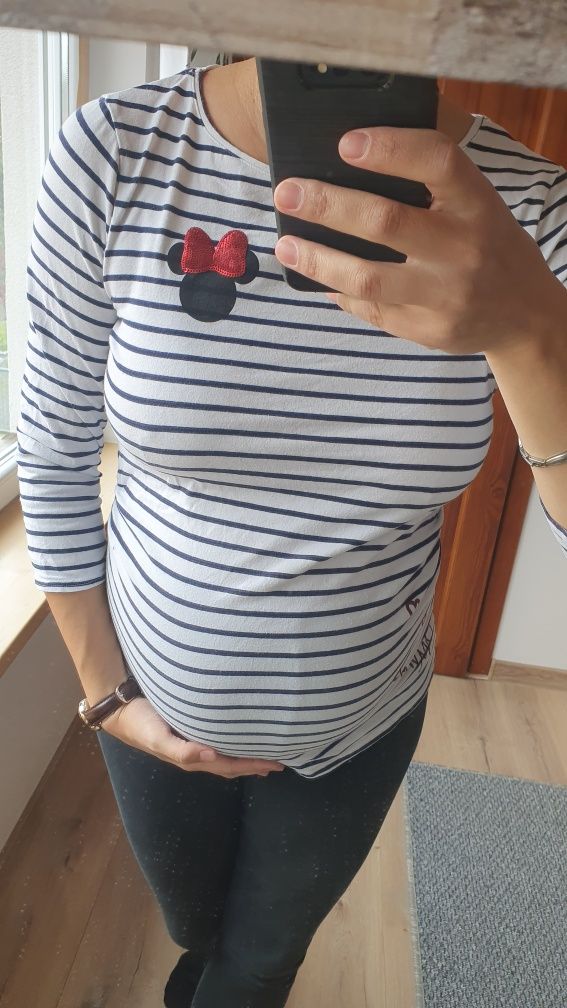 Pakiet ciążowy: 4 tshirty bluzki z długim rękawem M gratis tshirt