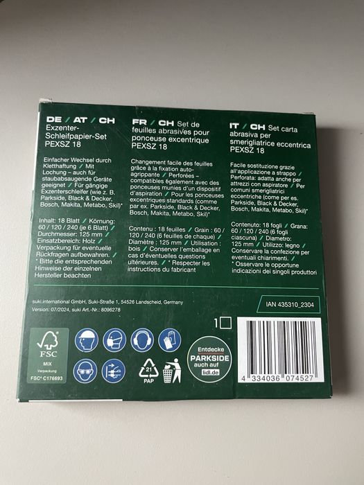 Nowy zestaw 18 sztuk papierów ściernych parkside