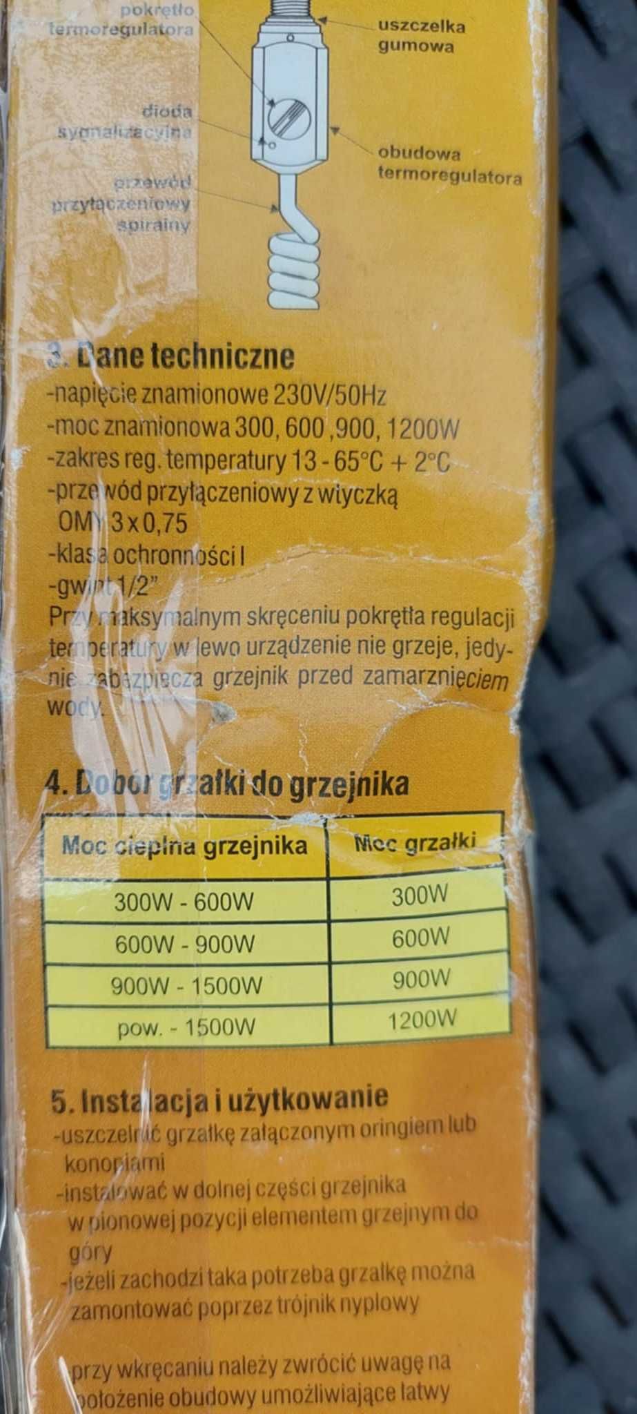 Grzałka elektryczna do grzejnika łazienkowego  VOLUX 300W BIAŁA