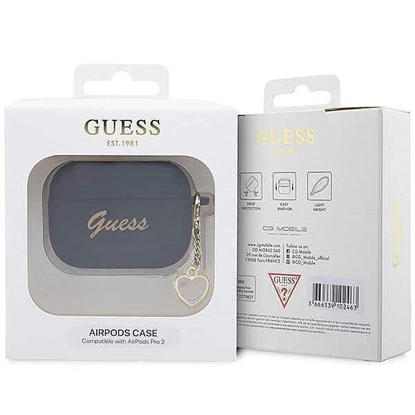 Etui Guess Silicone Charm Heart Collection na AirPods Pro 2 - czarne