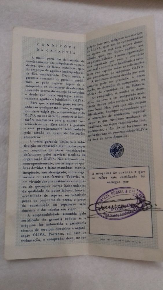 Máquina de Costura Oliva antiga 1962 a funcionar, garantia vitalicia