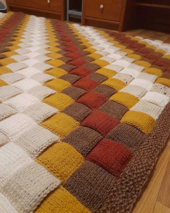 В'язаний плед ручної роботи "Янтарна Осінь"