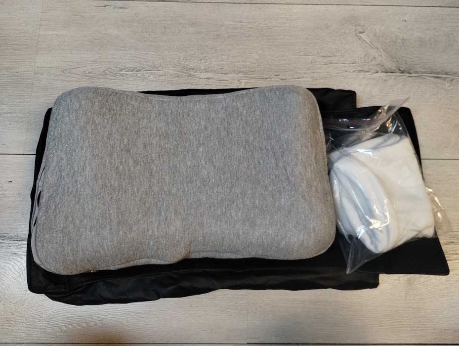 Poduszka ergonomiczna 50x30 cm ortopedyczna z 2 pokrowcami biała szara
