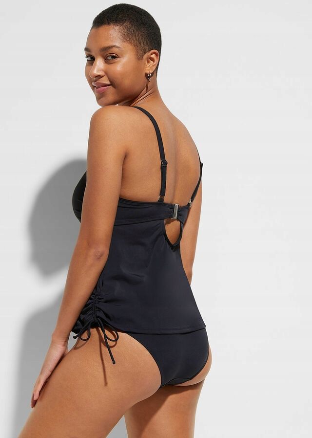 B.P.C czarne tankini na fiszbinach marszczenia figi w komplecie r.44(8