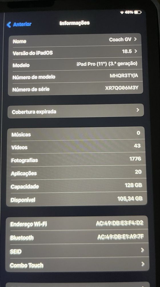 Ipad Pro 3.ª geração + Capa Teclado Logitech + Pencil