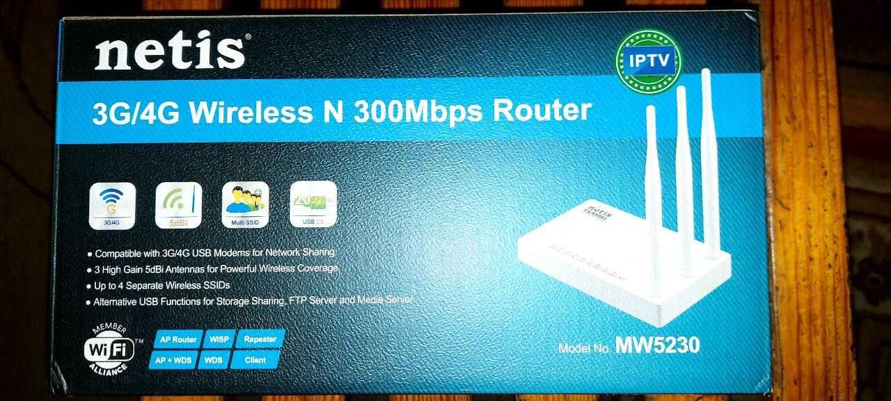 Роутер Netis MW5230 + 3g/4g usb модем Huawei + антена + кабель