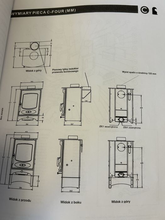 Piec wolnostojacy na drewno charnwood c-four koza
