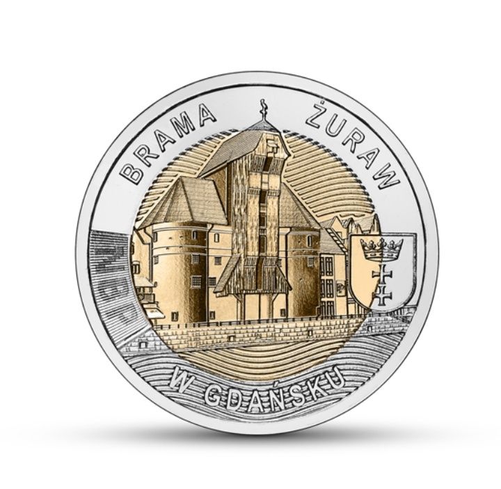 Moneta okolicznościowa 5 zł Brama Żuraw w Gdańsku