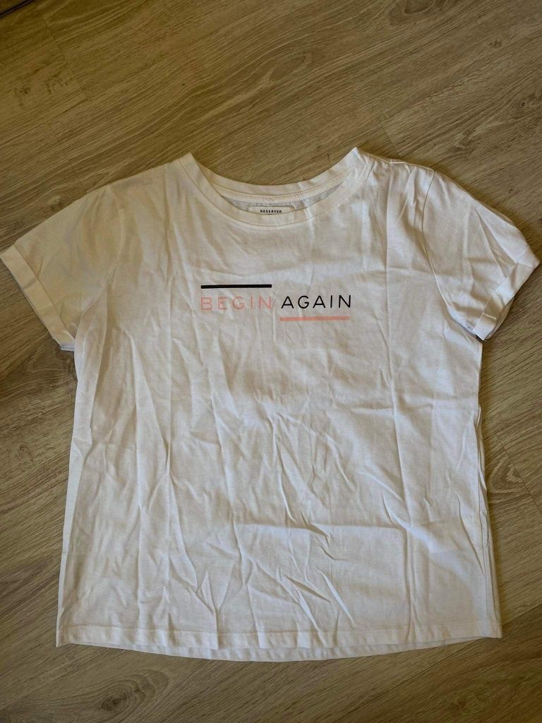 Biały t-shirt z nadrukiem,nowy,bez metki