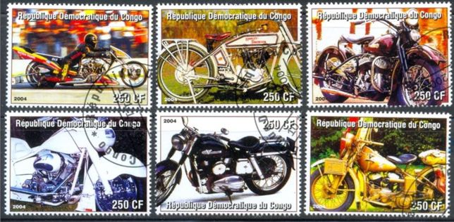 T.0902 CONGO Znaczki seria Motoryzacja MOTORY Harley I -seria 6 znaczk