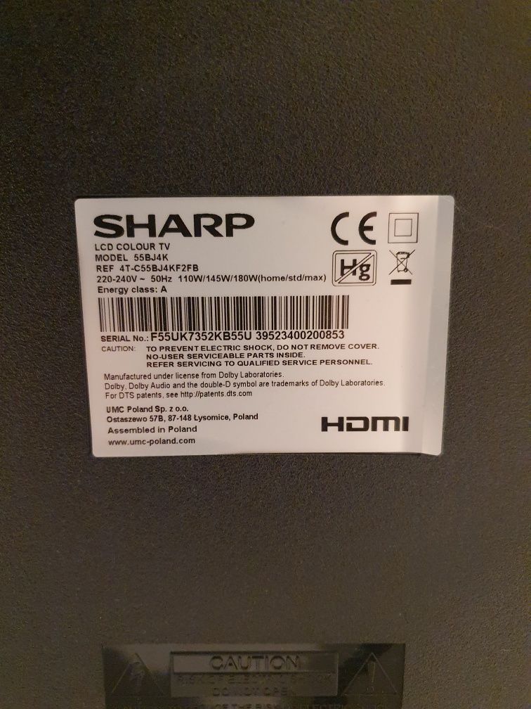 TV Sharp 55" uszkodzony