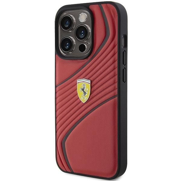 Etui Ferrari Twist Metal Logo Na Iphone 15 Pro - Czerwone