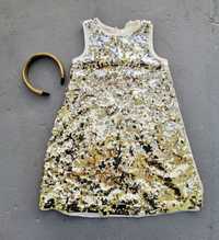 H&M sukienka wizytowa cekiny dziewczynka 128 cm