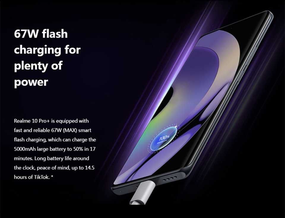 Смартфон Realme 10 Pro Plus 5G 8GB/256GB Midnight Black. Новий.