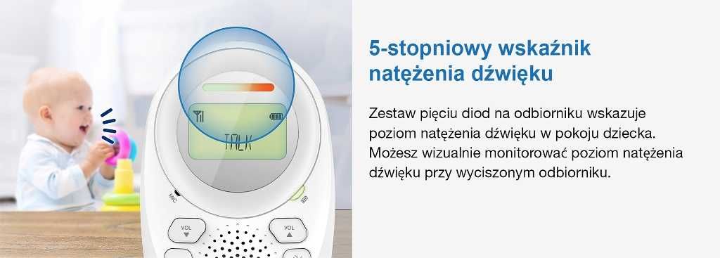 VTECH DM1212 niania elektroniczna 460m 5 kołysanek Baby Monitor biała