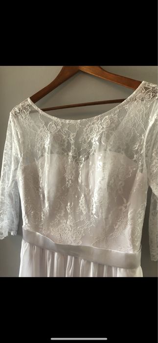 Suknia ślubna boho rustykalna koronkowa 38 na wysoką panią