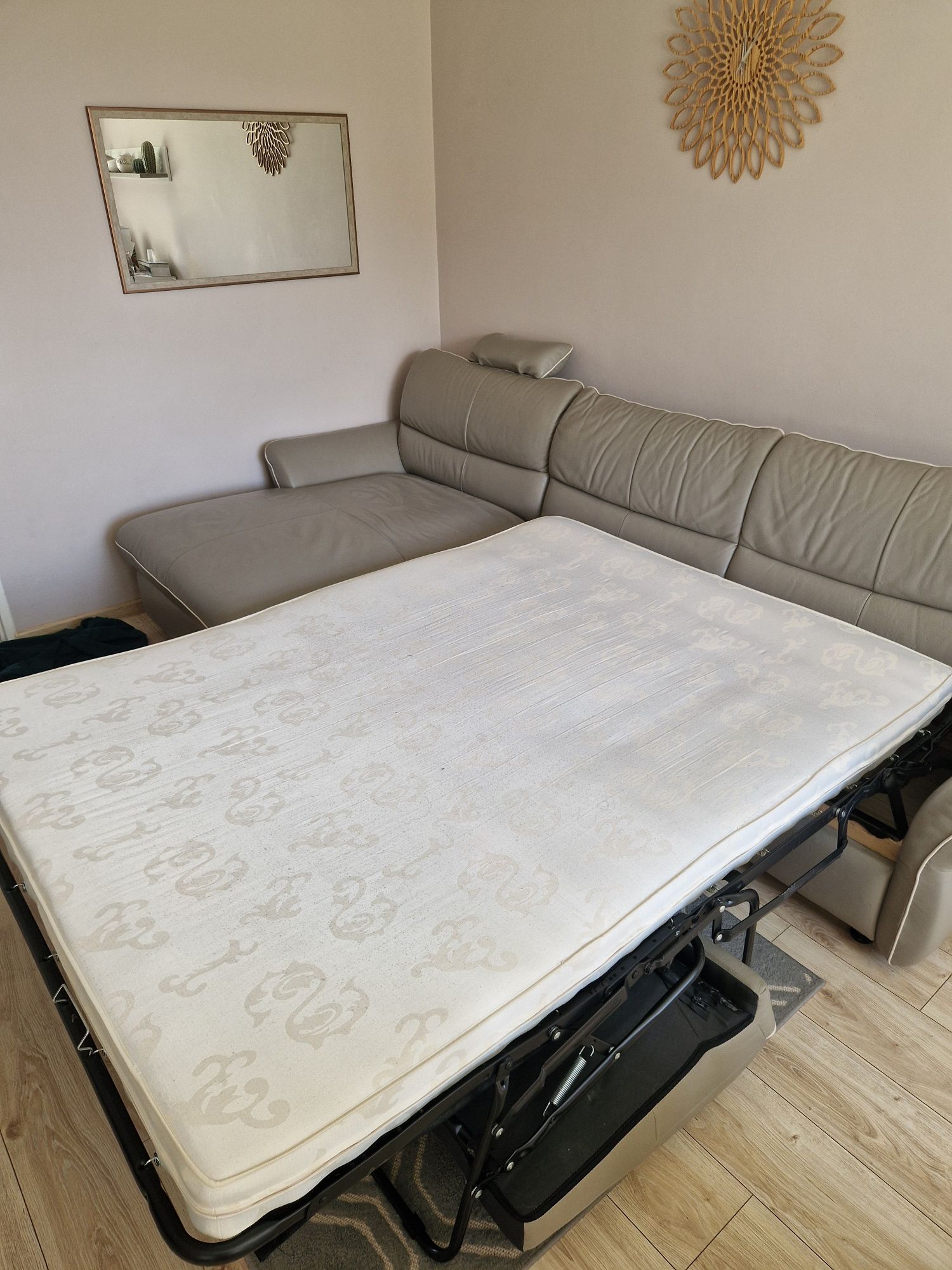 Narożnik skórzany skóra duży Kler z funkcją spania 160x300