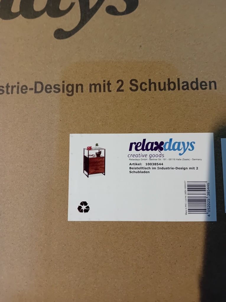 Relaxdays Stolik nocny szafka szafka nocna industrialny, 2 półki, 2 sz