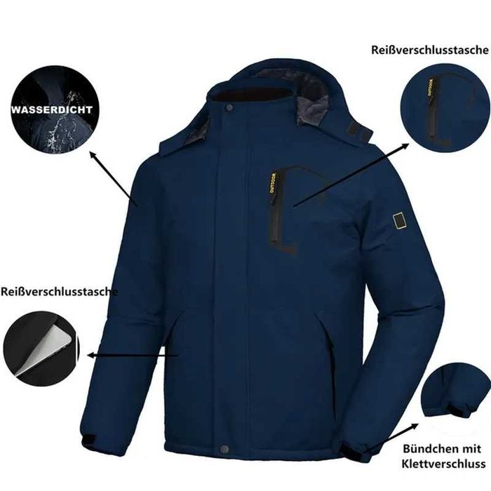 Куртка чоловіча SwissWell зимова капюшон водо-вітрозахисна синя р.2XL