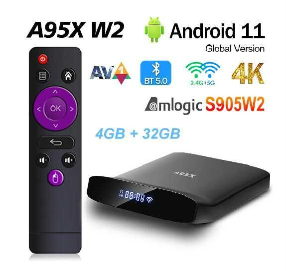 Смарт ТВ Приставка A95X W2, Amlogic S905W2, 4/32 ГБ, Android 11.0