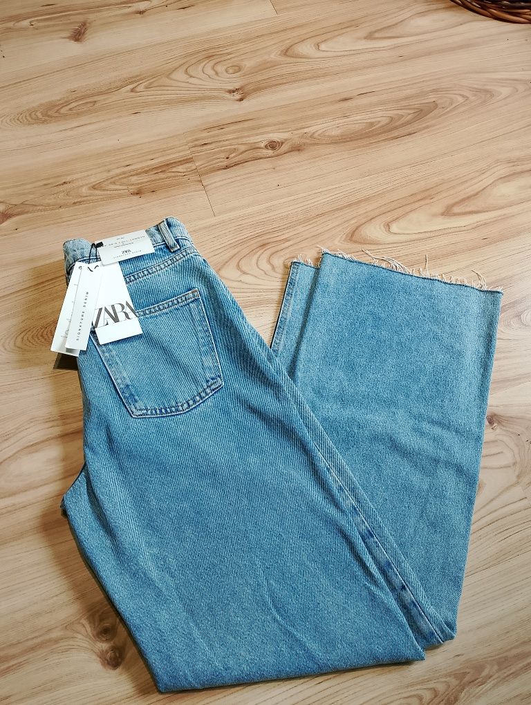 Nowe Damskie Niebieskie Spodnie Jeansowe Dżinsowe Zara Ripped Arizona