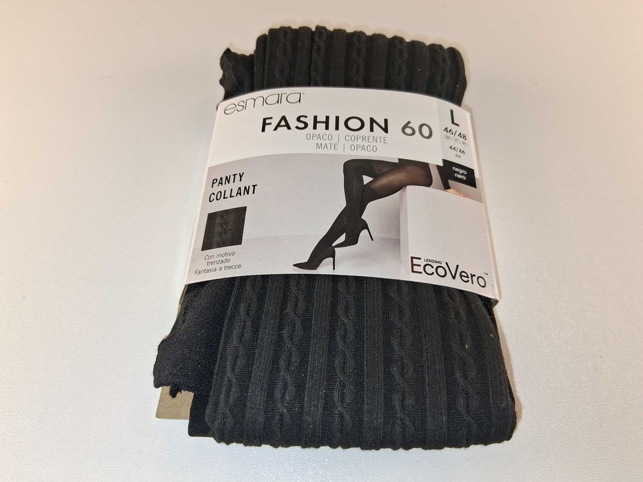 A059 Esmara Fashion 60 Rajstopy Damskie Czarne Z Warkoczami L 46/48