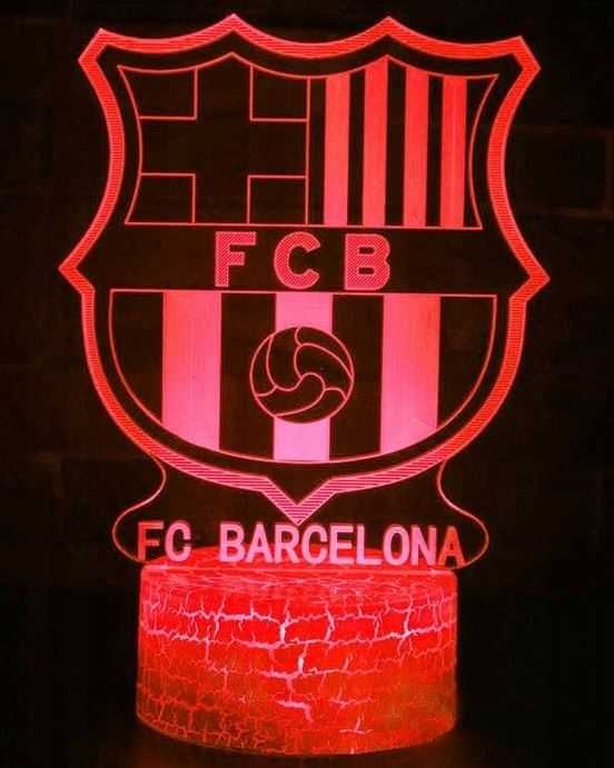 Lampka Nocna Dla Dzieci FC Barcelona 3D LED + Pilot