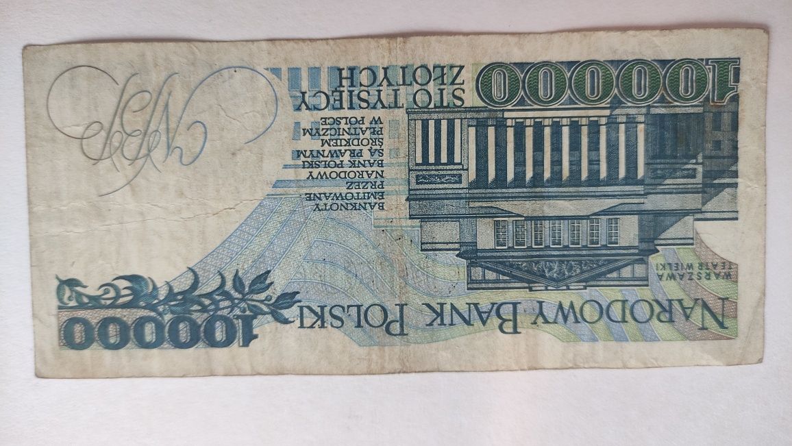 Banknot Polski 100000 zł 1990rok seria H