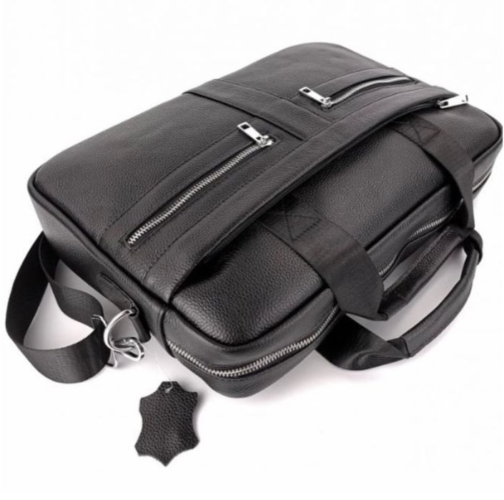 Якісна чоловіча шкіряна сумка- портфель, для ноутбука чи документів