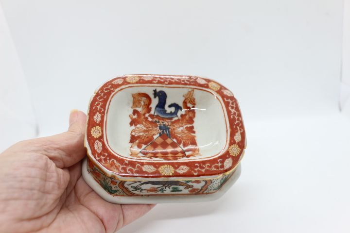 Raro Saleiro Porcelana Chinesa Brasonado Fer-Rouge XX