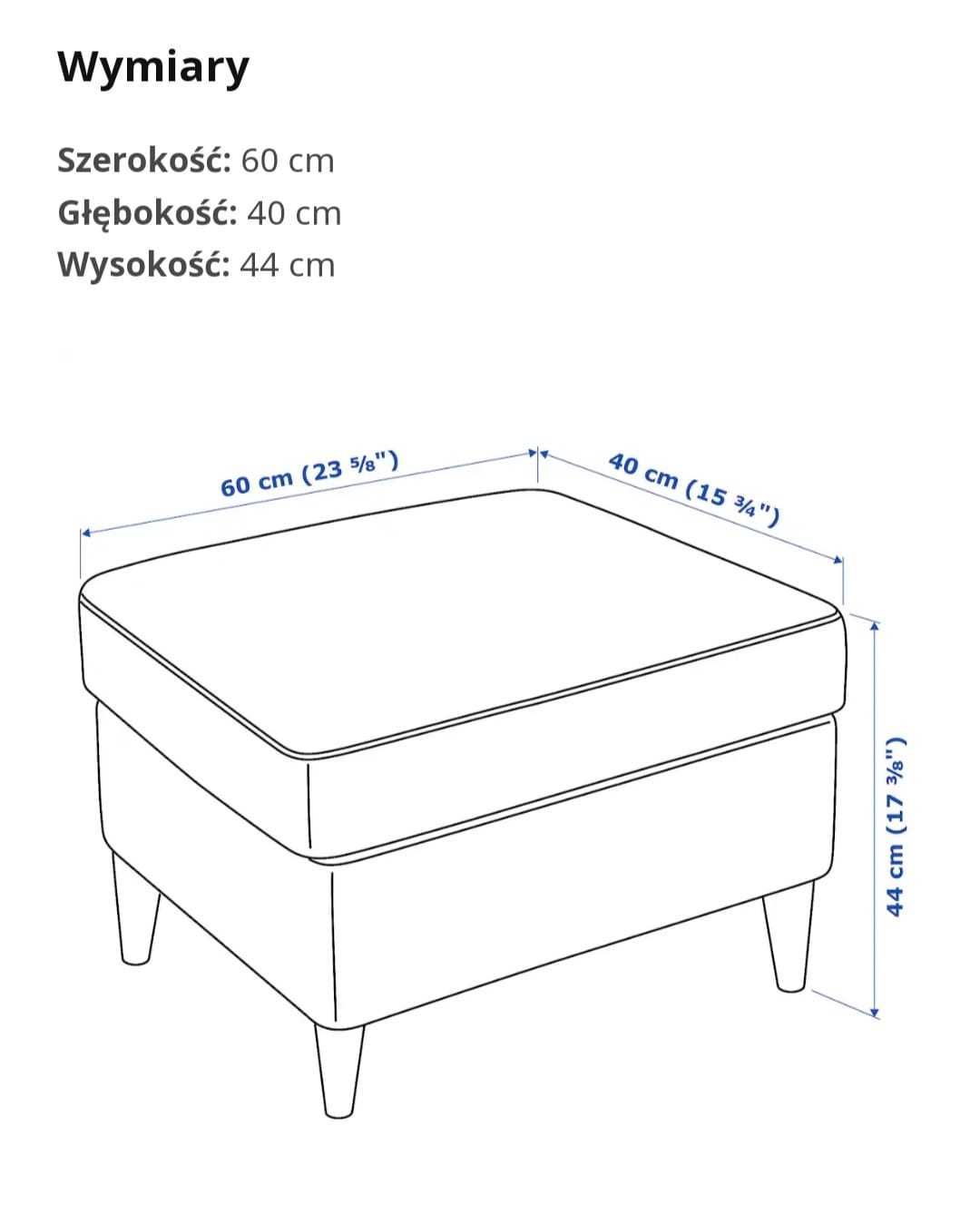 Fotel klasyczny Ikea z podnóżkiem, szary