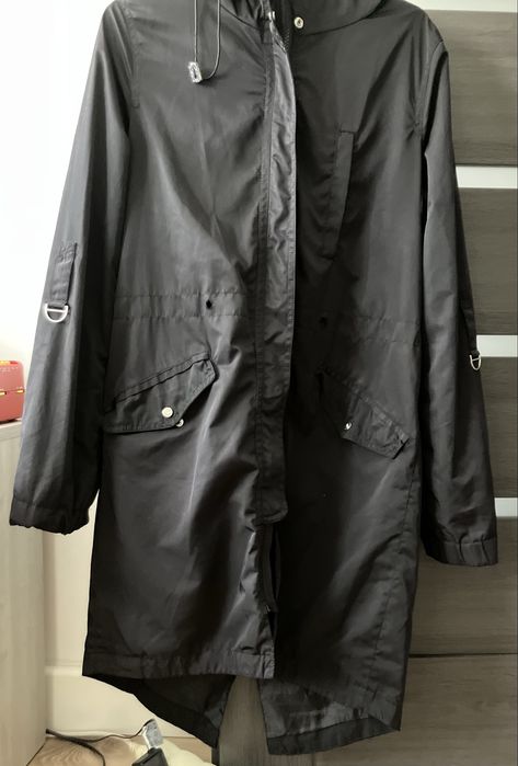 Czarna, wiosenno-jesienna kurtka (parka damska), rozmiar XS, Bershka