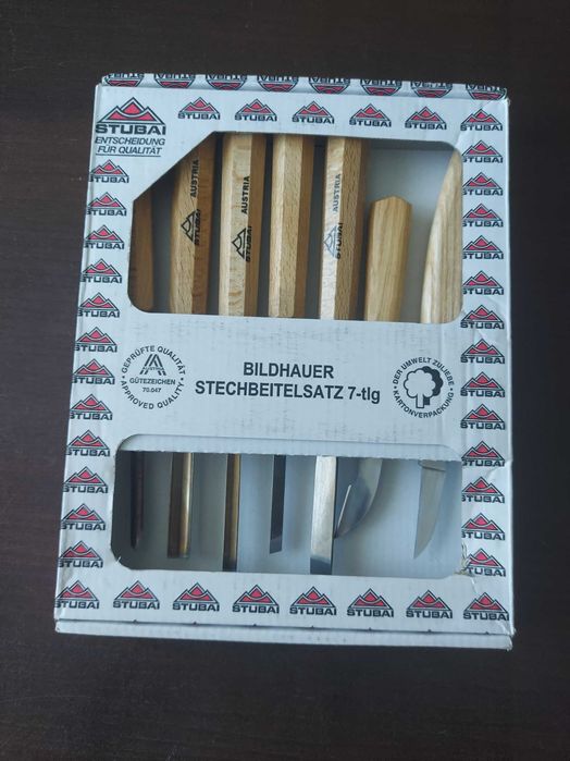 NOWY Zestaw dłut rzeźbiarskich STUBAI z drewnianymi uchwytami 7-części