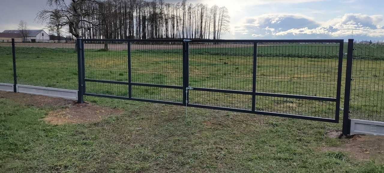 Brama dwuskrzydłowa z furtką panele panelowa 3d Fi 4 5 ogrodzenie