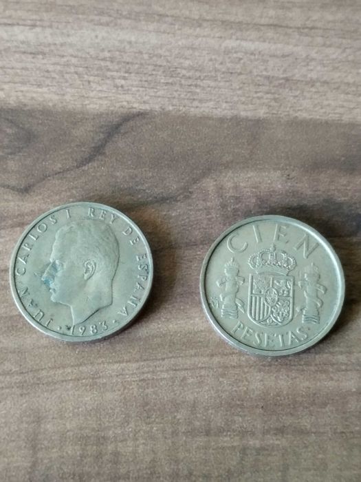 Moedas Espanha 25, 50 e 100 pesetas