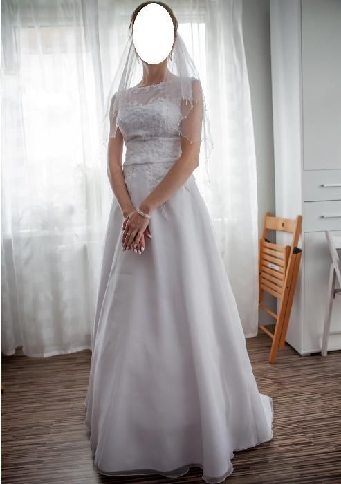 Biała Suknia ślubna Agnes 11988, rozmiar 34-36, TREN, WELON, dodatki