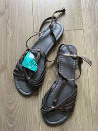 Sandały sandałki modne na lato brązowe rzymianki 41 klapeczki