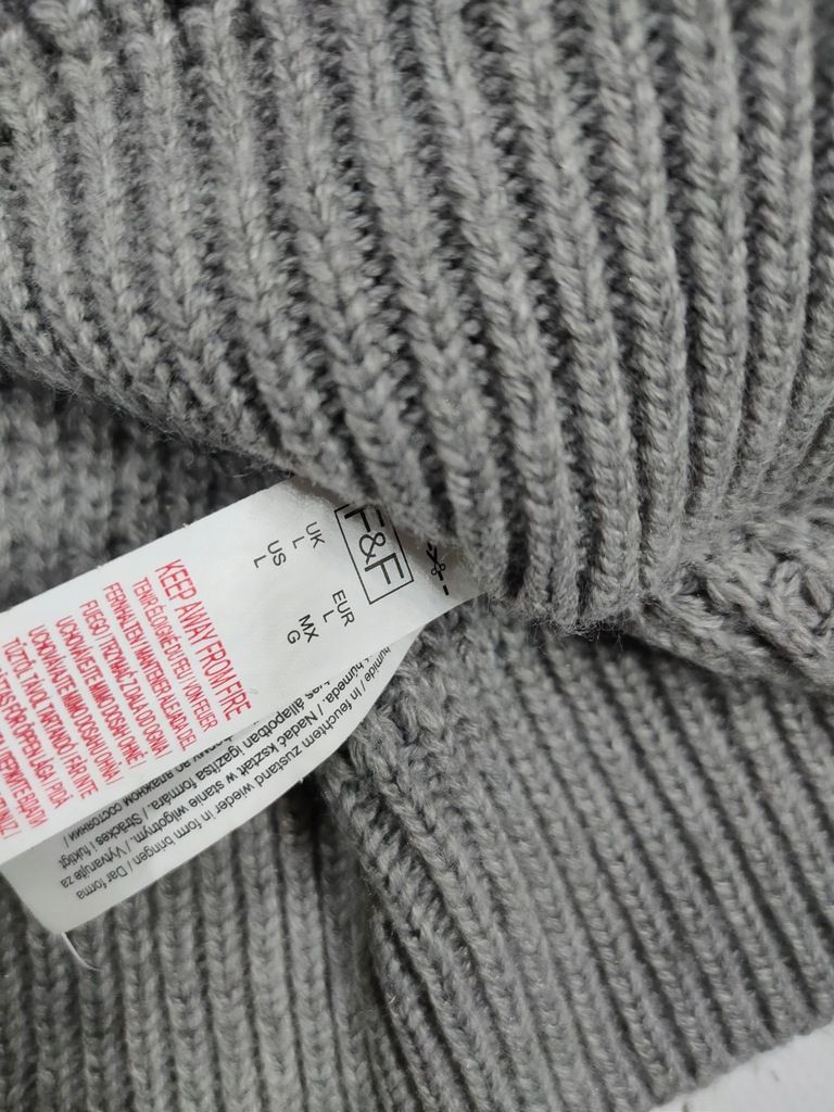 F&F Sweter szary męski Akryl r. M/L