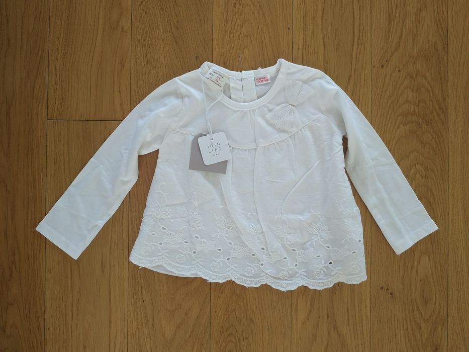 74 NOWA bluka bluzeczka koszulka Zara biała koronka kokarda
