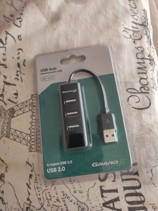 )USB-хаб Grand-X Travel 4 Ports USB 2.0 Black (GH-403)