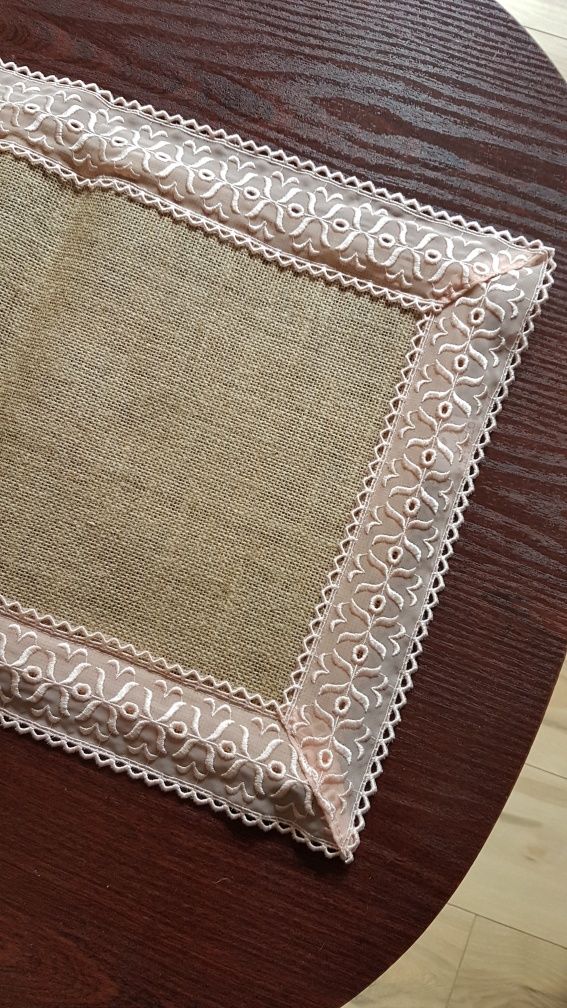 Bieżnik + kieszonki juta boho
