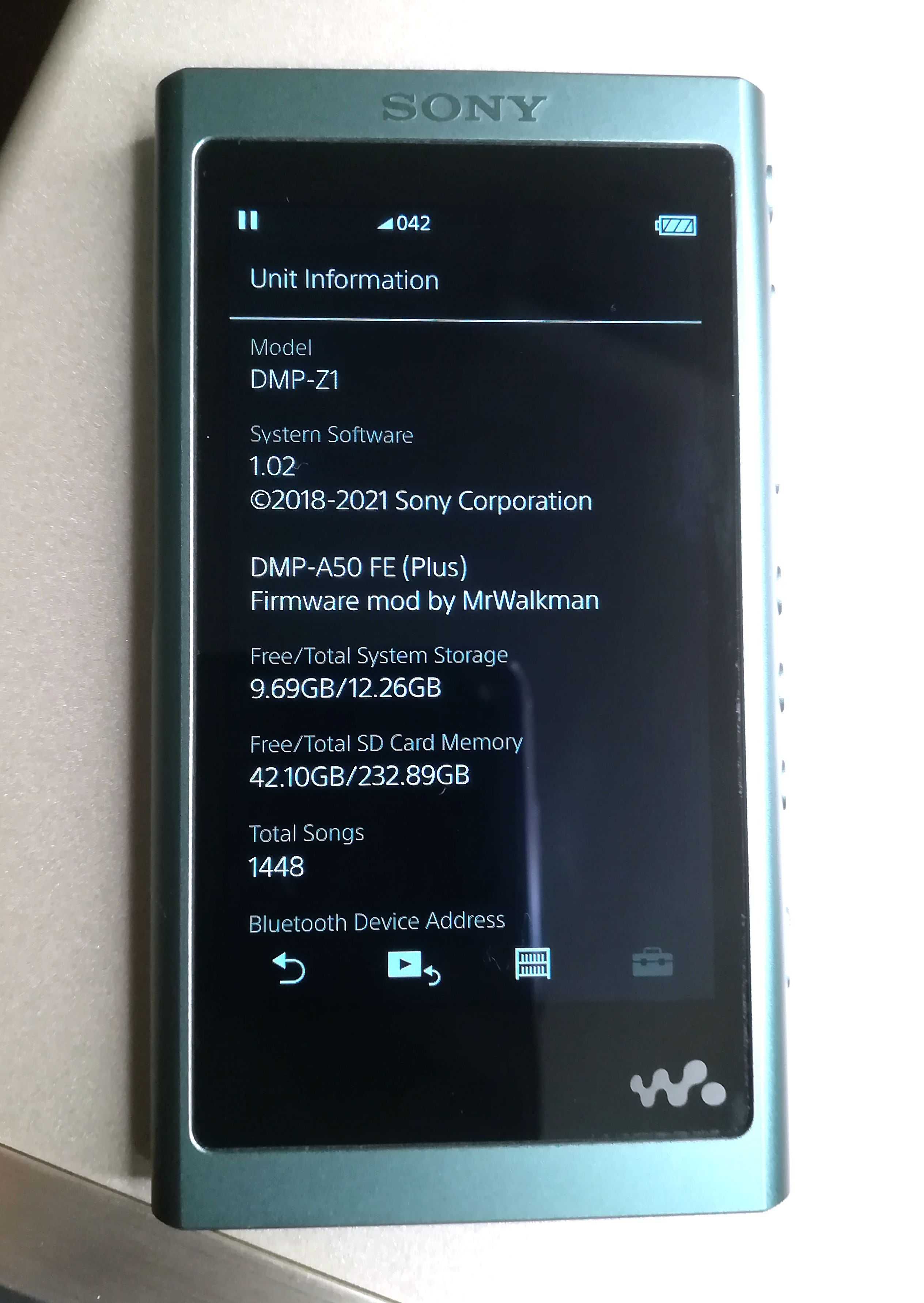 Sony Walkman NW-A55GM Uncapped com firmware Mr. Walkman DMP-Z1(V2)