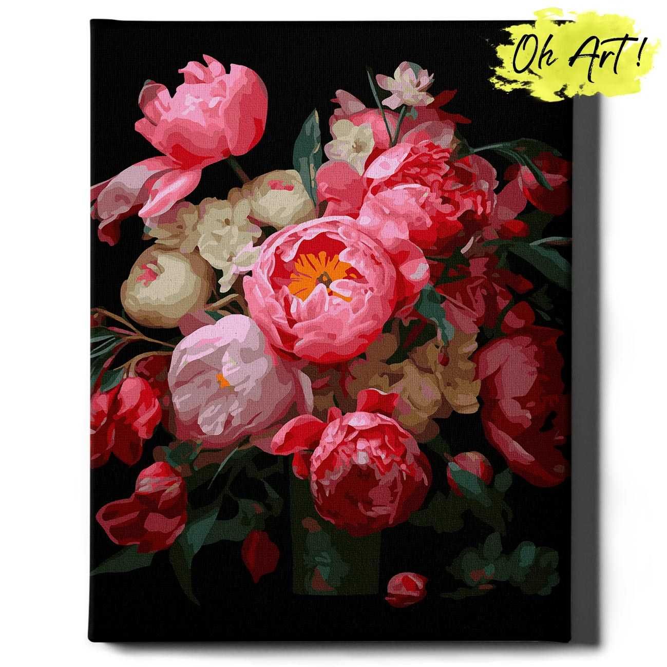 Malowanie po numerach, 40x50 cm - Różowe piwonie / Oh-Art