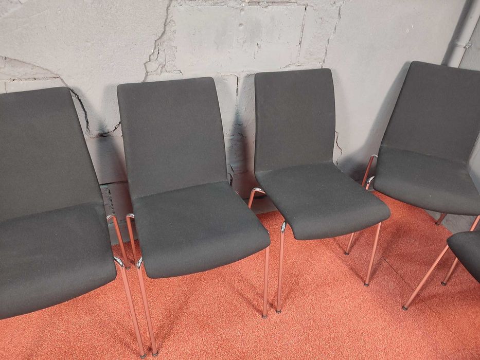 6 krzeseł biurowych czarne materiałowe BRUNNER krzesło biuro jadalnia