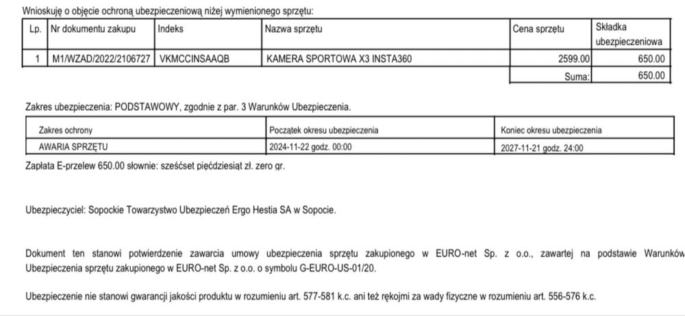 JAK NOWA Kamera sportowa insta360 x3