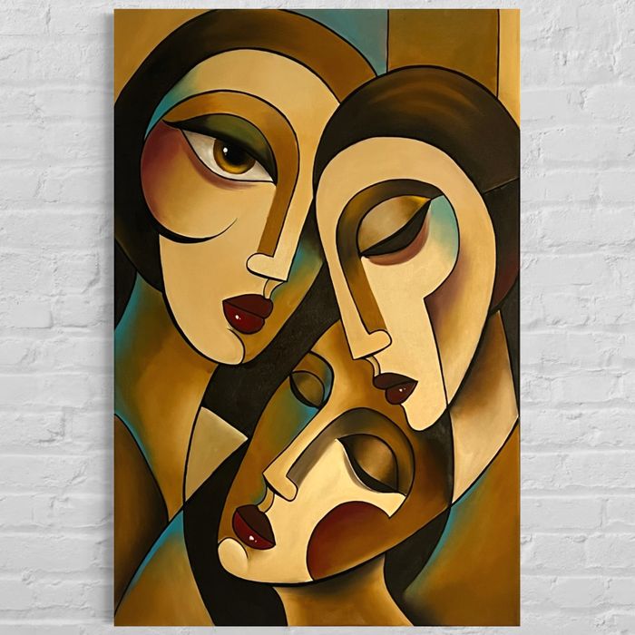 Nowoczesny obraz olejny. Kubizm/art deco