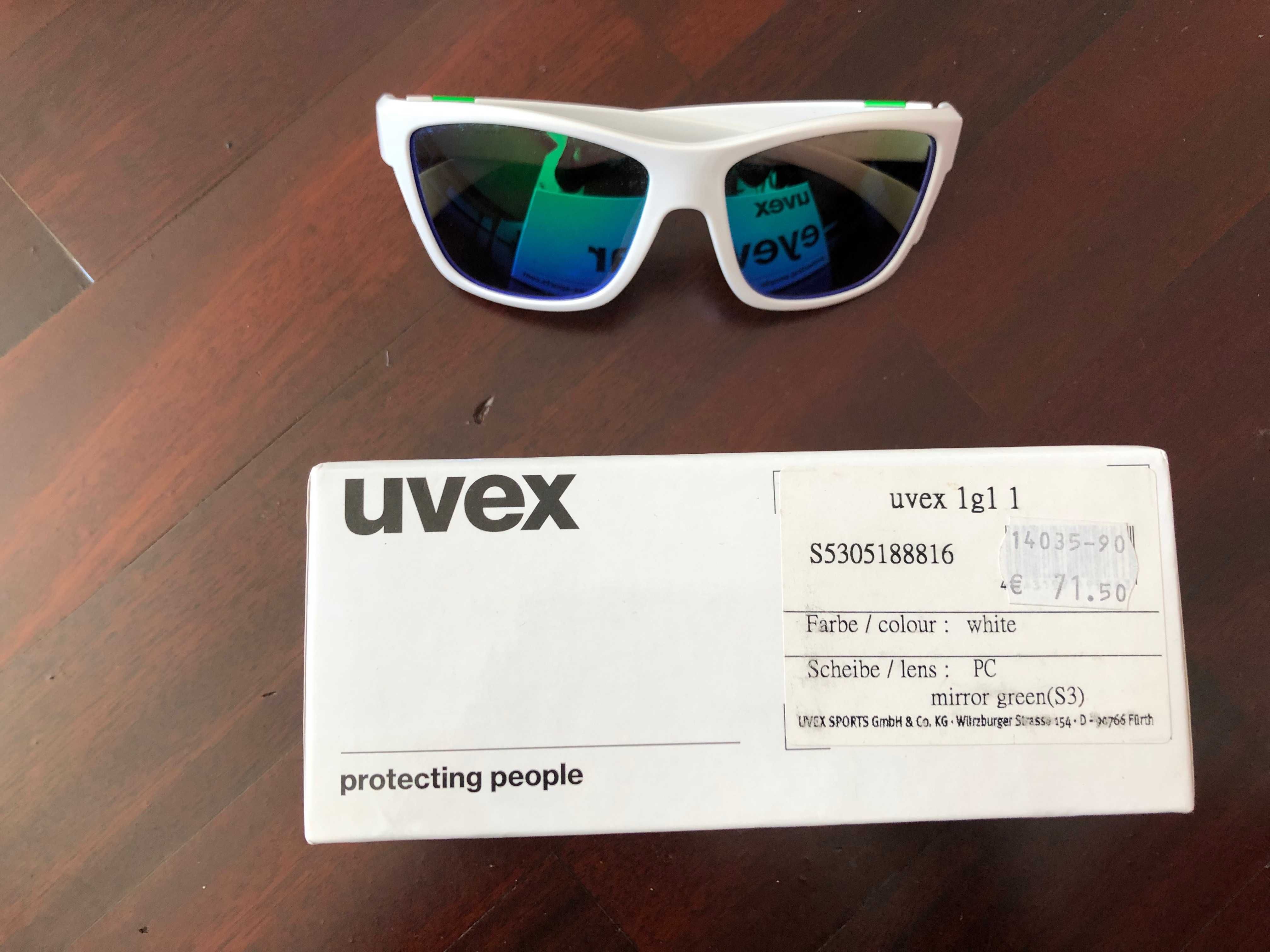 Óculos Uvex Sports brancos com lentes espelhadas