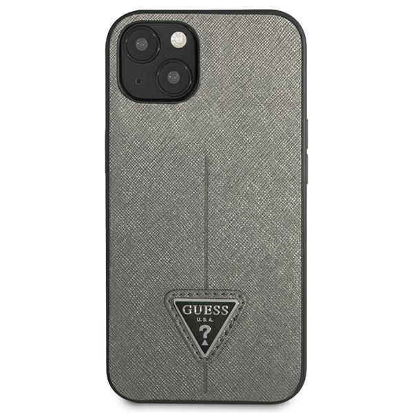 Guess Etui na iPhone 14 Plus 6,7" Srebrne Saffiano Triangle