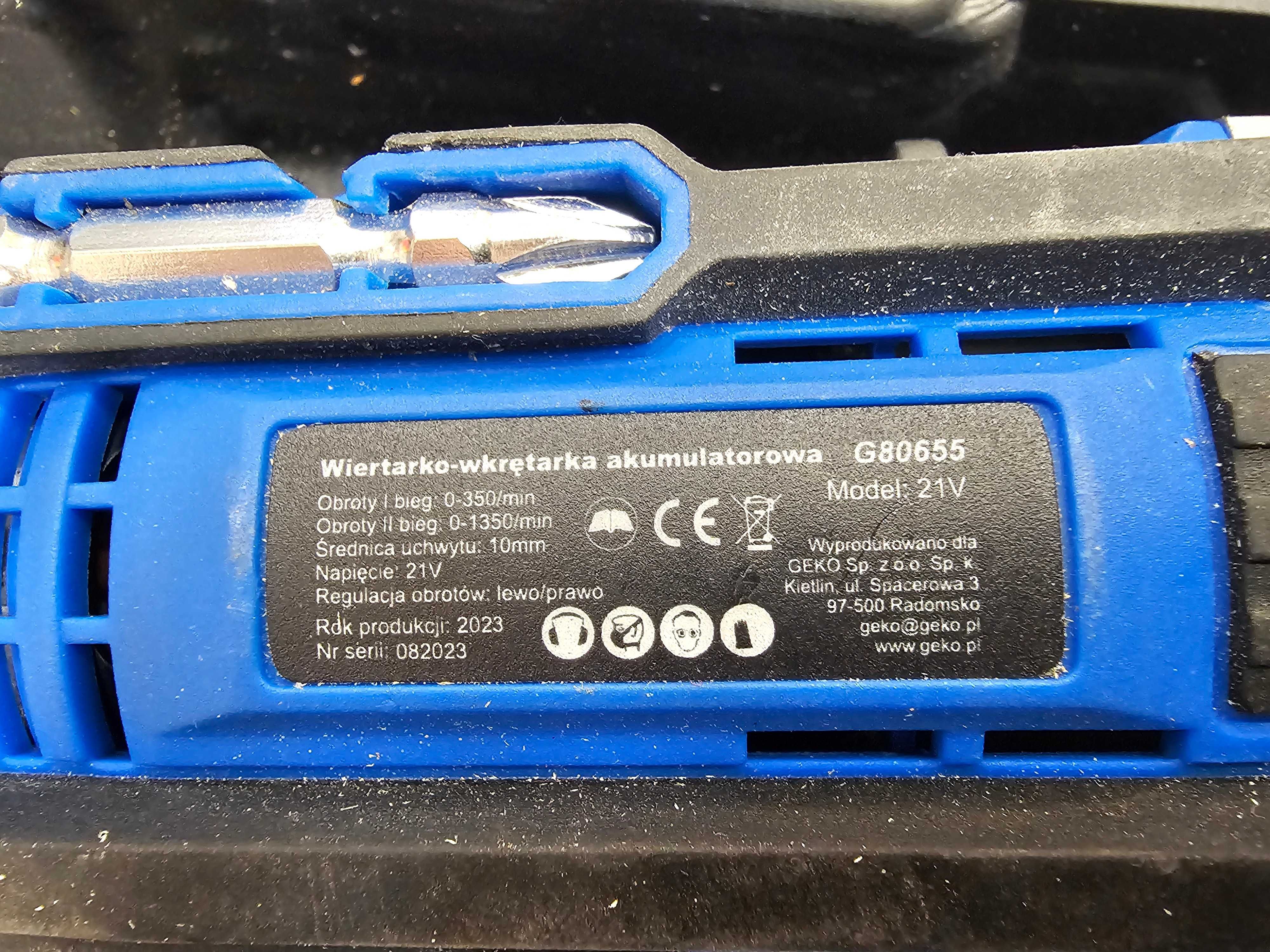 Wkrętarka Akumulatorowa Geko G80655 2x Akku 21V * Komis Madej Gorlice